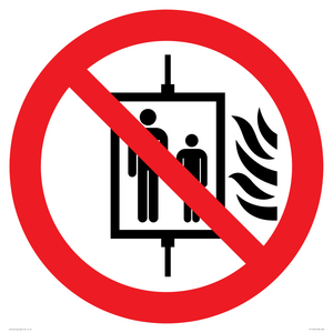 P020 Prohibition: Do not use lift in the event of fire